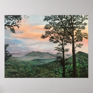 North Carolina Mountain Sunrise Acrylmalerei Poster