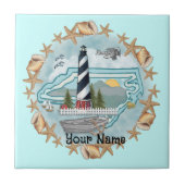 North Carolina Muscheln Leuchtturm Tile Fliese (Vorderseite)