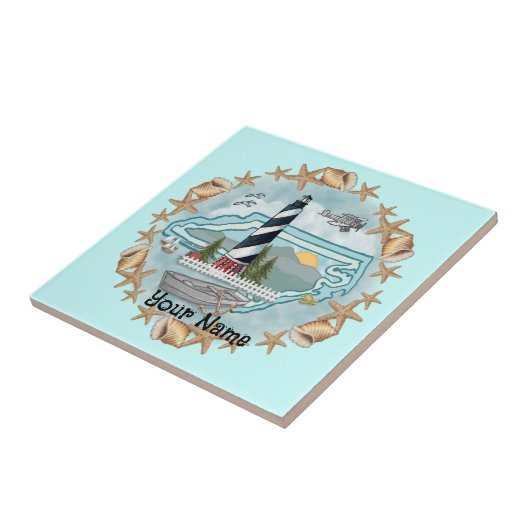 North Carolina Muscheln Leuchtturm Tile Fliese (Seite)