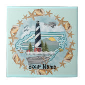 North Carolina Muscheln Leuchtturm Tile Fliese (Vorderseite)