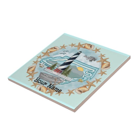 North Carolina Muscheln Leuchtturm Tile Fliese (Seite)