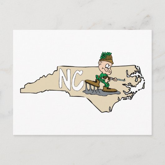 North Carolina NC Cartoon Map mit Hunter Postkarte (Vorderseite)