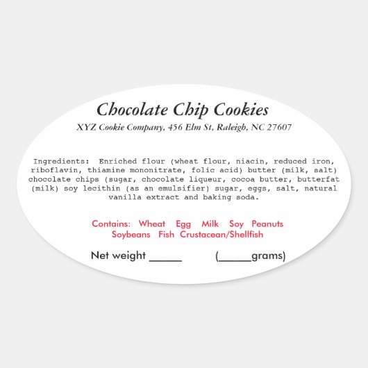 North Carolina NC Hütte Law Label Bäckerei Ovaler Aufkleber (Vorderseite)