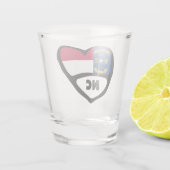 North Carolina, NC Staatsflagge im Herzen Schnapsglas (Rückseite)