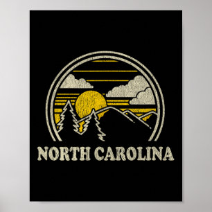 North Carolina Nc T-Shirt Vintage Wandern Berge Poster