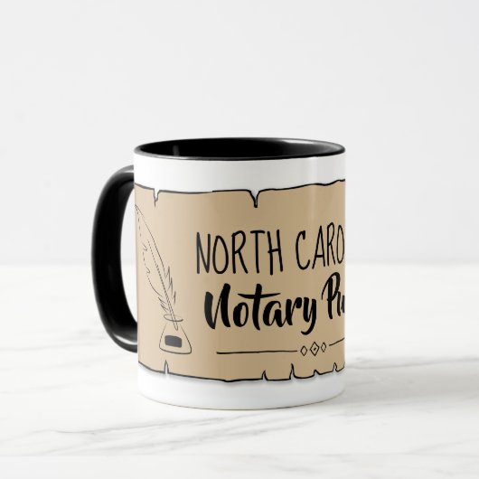 North Carolina Notary Public Scroll Feather Quill Tasse (Vorderseite Links)