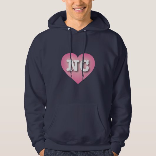 North Carolina Pink Fade Heart - I Liebe NC Hoodie (Vorderseite)