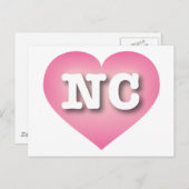 North Carolina Pink Fade Heart - I Liebe NC Postkarte (Vorne/Hinten)