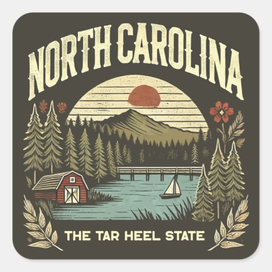 North Carolina Quadratischer Aufkleber (Vorderseite)