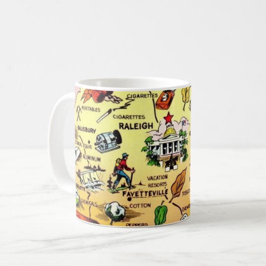 North Carolina - Raleigh Map Mug Kaffeetasse (Vorderseite Links)