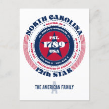 North Carolina, Raleigh, NC, Patriotic, Monogram