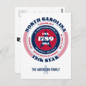 North Carolina, Raleigh, NC, Patriotic, Monogram Postkarte (Vorne/Hinten)