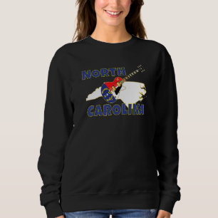 North Carolina Road Map Tarheel Staat Nc Flag Sweatshirt