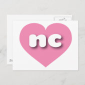 North Carolina rosa heart - I Liebe Postkarte (Vorne/Hinten)