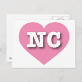 North Carolina Rosa Herz - I Liebe NC Postkarte (Vorne/Hinten)