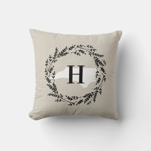 North Carolina Rustic Wreath Monogram Kissen Kisse