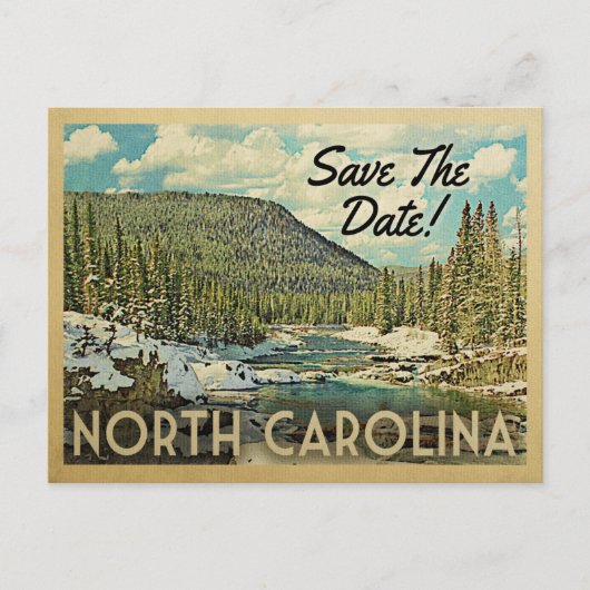 North Carolina Save the Date Mountain River Snow Ankündigungspostkarte (Vorderseite)