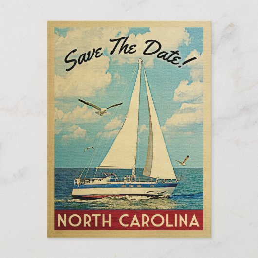 North Carolina Save the Date Sailboat Nautical Ankündigungspostkarte (Vorderseite)
