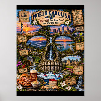 North Carolina Schädel Kunst Druck | State of Mind Poster