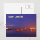 North Carolina Segelboote in Marina bei Dämmerung Postkarte (Vorne/Hinten)