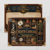 North Carolina Shadow Box 3D Figurine Staat Postkarte (Vorne/Hinten)