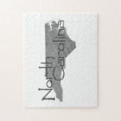North Carolina Shaped Old Gray Chalkboard and Name Puzzle (Vertikal)