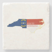 North Carolina Shaped Tar Heel State Flag Steinuntersetzer (Vorderseite)