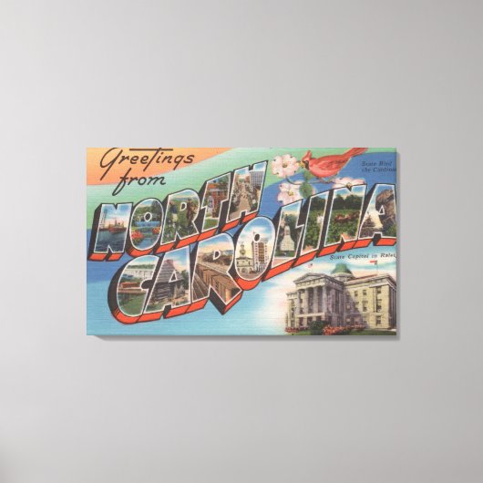 North Carolina (Staat Blume/Vogelart) Leinwanddruck (Vorderseite)