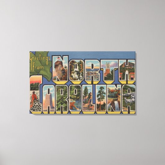 North Carolina (Staat Hauptstadt/Blume) Leinwanddruck (Vorderseite)