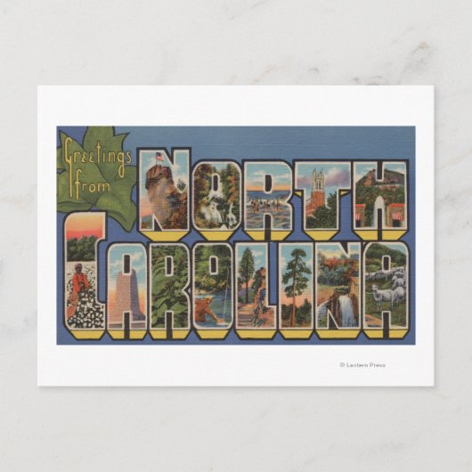 North Carolina (Staat Hauptstadt/Blume) Postkarte (Vorderseite)