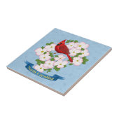 North Carolina Staat Kardinal Bird Dogwood Blume Fliese (Seite)