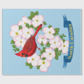 North Carolina Staat Kardinal Bird Dogwood Blume Geschenkpapier (Flach)