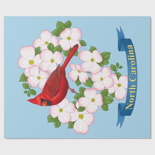 North Carolina Staat Kardinal Bird Dogwood Blume Geschenkpapier (Flach)