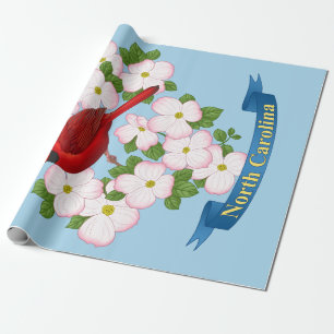 North Carolina Staat Kardinal Bird Dogwood Blume Geschenkpapier