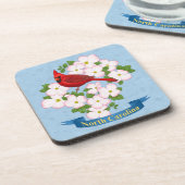 North Carolina Staat Kardinal Bird Dogwood Blume Getränkeuntersetzer (Linke Seite)