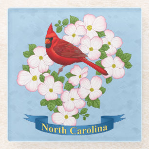 North Carolina Staat Kardinal Bird Dogwood Blume Glasuntersetzer