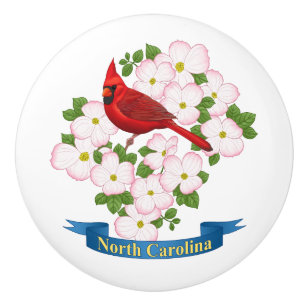 North Carolina Staat Kardinal Bird Dogwood Blume Keramikknauf