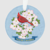 North Carolina Staat Kardinal Bird Dogwood Blume Ornament (Vorderseite)