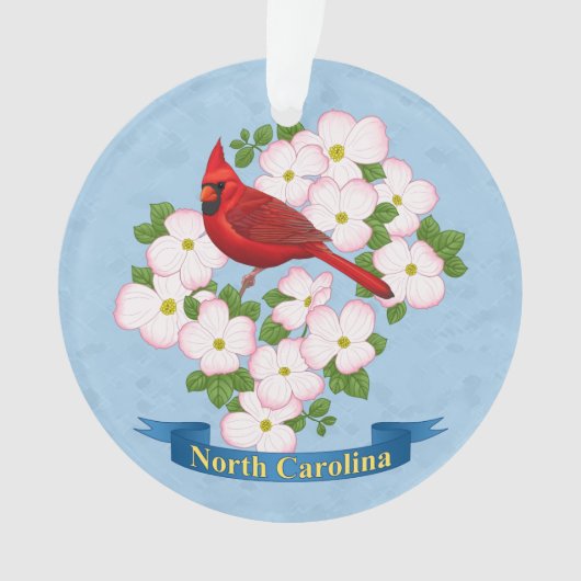 North Carolina Staat Kardinal Bird Dogwood Blume Ornament (Vorderseite)
