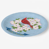 North Carolina Staat Kardinal Bird Dogwood Blume Pappteller (Schrägansicht)