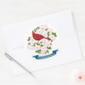 North Carolina Staat Kardinal Bird Dogwood Blume Runder Aufkleber (Umschlag)