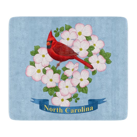 North Carolina Staat Kardinal Bird Dogwood Blume Schneidebrett (Vorderseite)