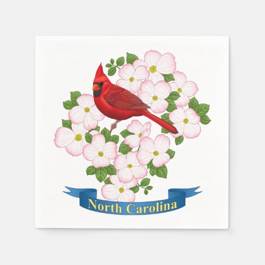 North Carolina Staat Kardinal Bird Dogwood Blume Serviette (Vorderseite)