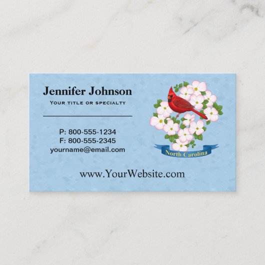 North Carolina Staat Kardinal Bird Dogwood Blume Visitenkarte (Vorderseite)