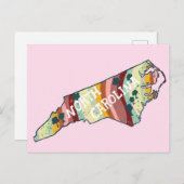 North Carolina Staat Map Illustriert kühl farbig Postkarte (Vorne/Hinten)