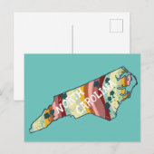 North Carolina Staat Map Illustriert kühl farbig Postkarte (Vorne/Hinten)