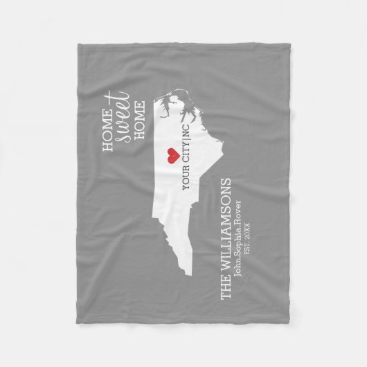 North Carolina Staat Map Individuelle Name, Stadt, Fleecedecke (Vorderseite)