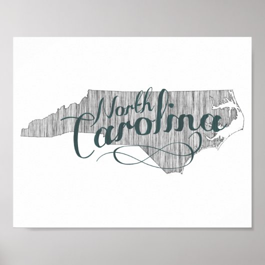North Carolina Staat Typografie Poster (Vorne)
