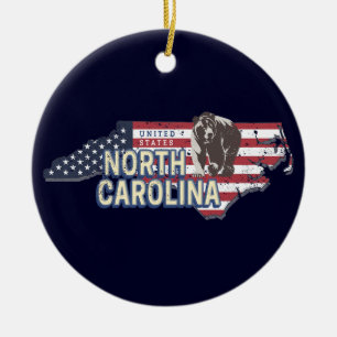 North Carolina Staat United Staaten Map USA Vintag Keramik Ornament