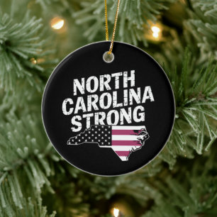 North Carolina stark mit NC State und USA-Flagge Keramik Ornament